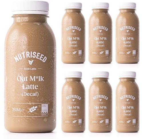 Nutriseed Oat Milk Latte Decaf (6 x 250ml) - Containing Oat Milk, Decaf Coffee and Sweet Agave Syrup, 100% Natural Ingredients, No Added Sugar, Vegan-Friendly & Dairy-Free