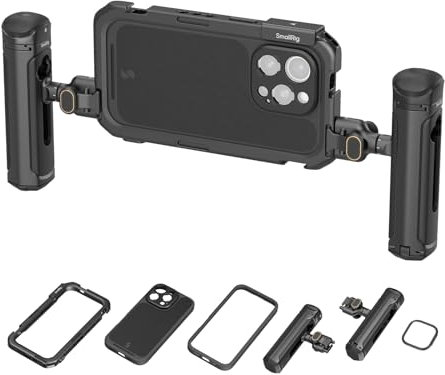 SMALLRIG Phone Video Cage Dual Handheld Kit für iPhone 16 Pro, Phone Rig mit kabellosem Quick Release-Seitengriff für Videoaufnahmen/YouTube/Live-Streaming/Vlog – 5007