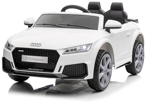 LALAHO Elektro-Kinderauto ADUI TTRS 12V Kinderfahrzeug mit 2,4G-Fernbedienung, 3-5 km/h für Kinder, Musik, Hupe & Scheinwerfer (Weiß)