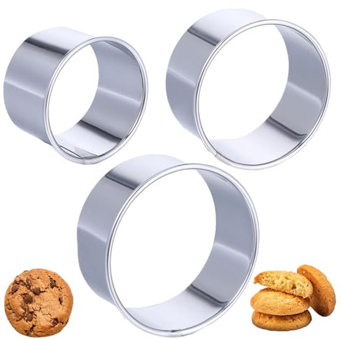 3 Stück Ausstecher Rund,Runde Ausstechformen,Ausstechformen Rund,Ausstechform Rund,Plätzchen Ausstecher Aus Edelstahl,Keksausstecher Rund Für Gebäck Fondant Kuchen Donuts Kekse (Höhe 3,6 cm)