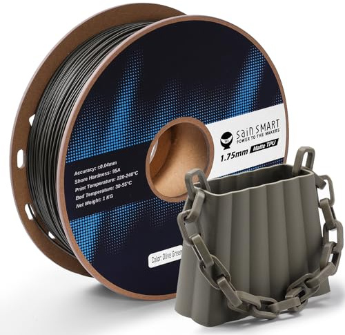 SainSmart Mattes TPU-Filament, Olivgrünes TPU-3D-Druckfilament, 1,75 mm, 1 kg, Maßgenauigkeit +/- 0,04 mm, 95A weiches TPU