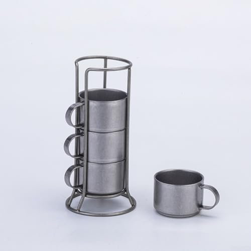 Besttoolifes Set di 5 tazze da caffè impilabili con manico, per bevande come tè, cappuccino, latte, moka e cereali, adatte al microonde e alla lavastoviglie
