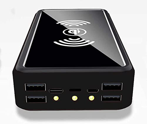 Batterie Externe Solaire sans Fil 100 000 mAh, 4 entrées et 5 Sorties, avec Lampe de Poche LED, pour iPhone, Samsung, etc., Noir