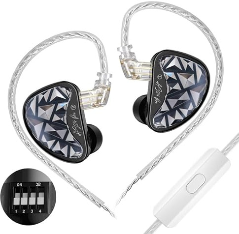KZA COUSTICS AS24 PRO 24 Auricolari ad armatura bilanciata IEM in-ear monitor cuffie da studio con versione standard e tuning suono HiFi per musicisti audiofili (sintonizzazione con microfono)