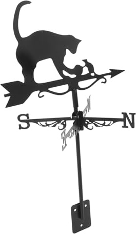 ifundom Veleta de Gato de Acero Inoxidable Veleta Decorativa para Jardín Indicador de Dirección del Viento para Césped y Terraza de Jardín