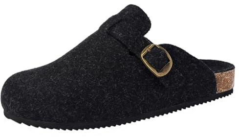 Dokela Mules Sabots Femmes Hommes Hiver Chauds Feutre Pantoufles | Fourrure,Confortable,Antidérapants,Réglable Boucle,Chaussons,Chaussures de Jardin,intérieur et extérieur