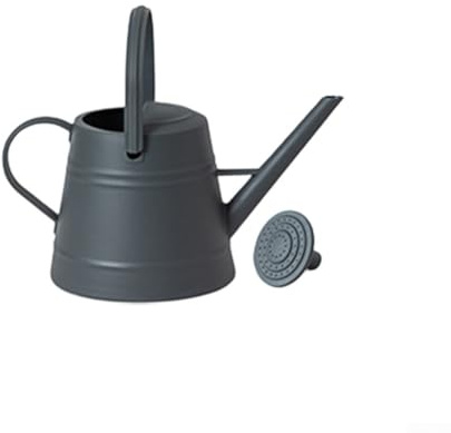 Maceta de riego de boca larga de 3,8 L, hervidor de riego hortícola de plástico con boquilla desmontable para jardín, invernadero, patio (gris oscuro)
