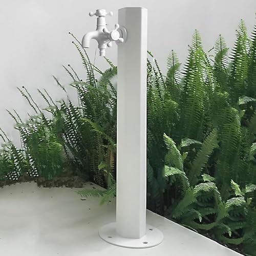 Fontaine à eau d'extérieur en acier inoxydable – Colonne de jardin verticale résistante aux rayures pour arrière-cour, pâturage et fontaine élégante (blanc)