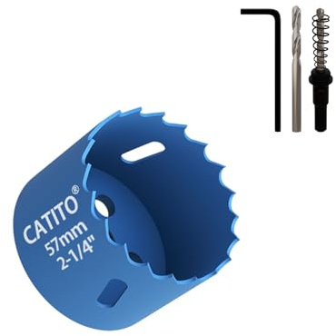 CATITO 57 mm hålsåg borrborrmaskin, hålsåg för infällda lampor, hålskärare för LED-installationsbelysning, perfekt för plast, trä, plywood (57 mm)