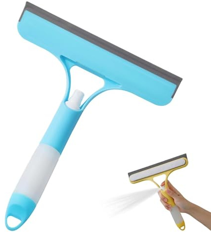 3 in 1 Window Cleaning Scraper,3 in 1 Spray Squeegee,2025 New with Brush and Built-in Spray BottleAll-Purpose,All-Purpose Window Cleaner Tool (Blue)