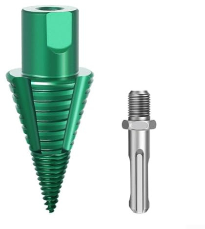 Fendeuse de bois de chauffage avec système de remplacement d'outil pour forets SDS et à tige carrée améliorant l'efficacité du fendage du bois (rond)