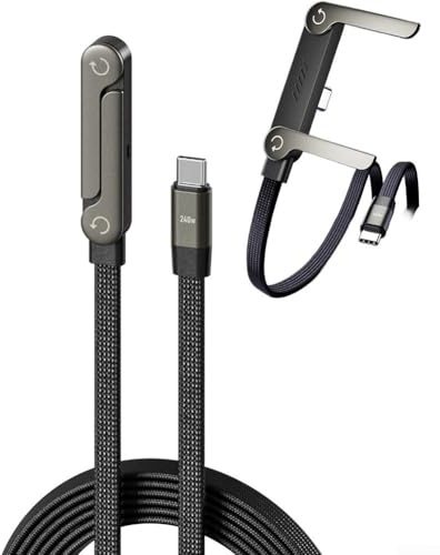 Seitenständiges Handy-Ladegerät, 240W Schnellladung, 2-in-1 USB C Unsichtbarer Ladegerätehalter, 1,5m/4,9ft Länge Kabel mit eingebautem Handyständer für Smartphones und Tablets (240W C-C)