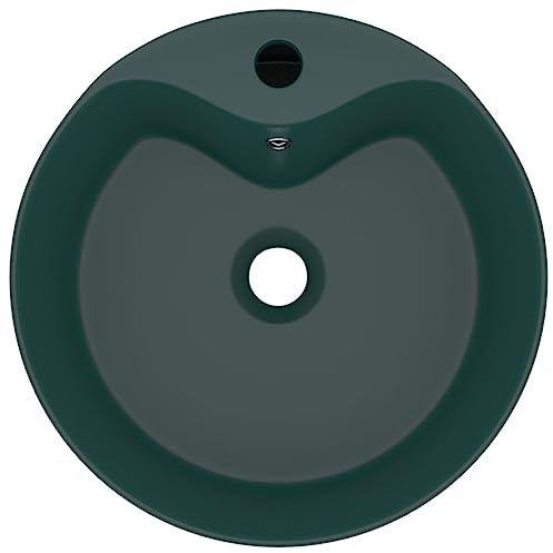 Generico Lavandino con Troppopieno Verde Scuro Opaco 36x13cm in Ceramica,Articoli di ferramenta,Prodotti Idraulici,Articoli Idraulici,Lavandini,Lavandini Bagno,Verde,7.8 kg,147036