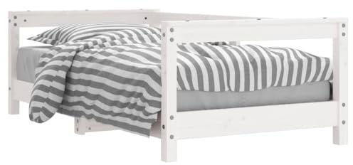 Cuna blanca de madera maciza de pino de 70 x 140 cm con somier, para habitación infantil, altura regulable, convertible