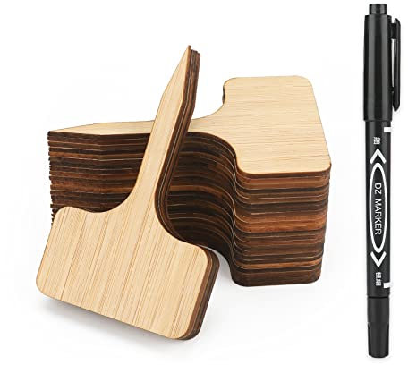 KINGLAKE 30 Etichette di bambù per piante Etichette da giardinaggio, adatte per etichettare semi, piantine, verdure, piante-Forma T