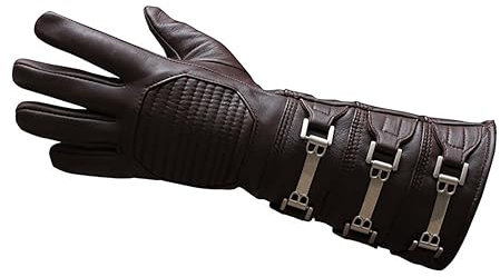 URBAN BUCK Anakin Skywalker Stulpen-Kostüm aus echtem Leder, braun, rechter Handschuh - - XX-Large