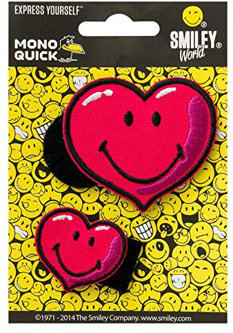 Mono-Quick Applikationen mit Klett zum wechseln, Bügelbild, Aufnäher, Flicken, Iron on Patch - Auto, Smiley, Herz, Frosch, Polizei, Panda, Feuerwehr, Biene (18830 2 Herzen)