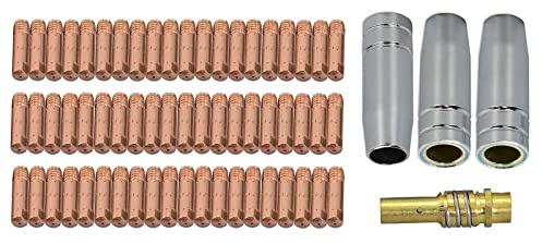 RIVERWELD MIG MAG Gasdüse 145.0075 Spitzenträger 002.0078 Kontaktspitzen 0,8 mm M6 140.0059 Sortiment-Kit für MB15 15AK CO2-Schweißbrenner 64 Stück