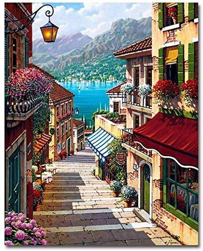Kaieteur Pintura por Números para Adultos, Kit de Pintura al óleo de Lienzo DIY Para Niños con Pinceles, Pigmento Acrílico, Pintura de dibujo DIY, 40X50 CM (Steep Step)