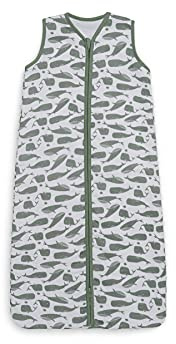 Jollein Musselin Sommerschlafsack Baby - 70 cm - 100% Baumwolle - 0.5 Tog - Schlafsack Baby Sommer - Whale Print - Grün