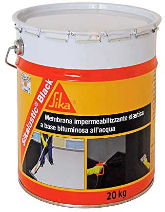Sika - Sikalastic Black, negro - Membrana impermeabilizante bituminosa - Resistente a los agentes atmosféricos y a los estancamientos de agua - Lata de 20 kg