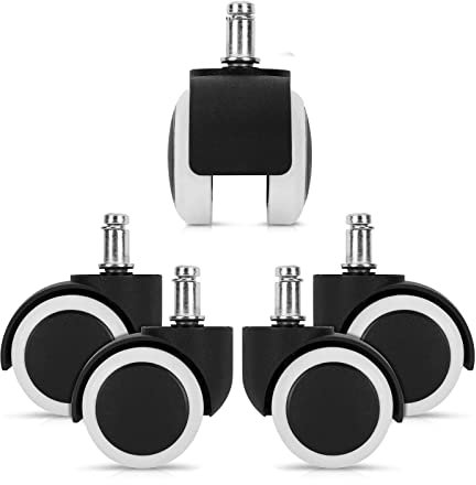 5X Rotelle Sedia Ufficio 10mm - Ruote di ricambio da 48 mm in gomma per sedia da ufficio ruota mobile, non graffiano per sedie e poltrone Ufficio Muto(Size:B)