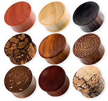 Fly Style Ohr Plug aus Holz - Flesh Tunnel Natur-Piercing Schmuck, Grösse:20 mm (Paar), Modelle:Modell A