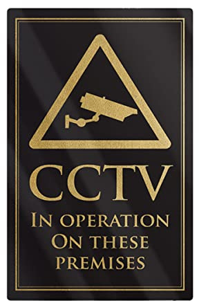 CCTV in Operation on this Premises Sign Black Rigid Plastic Gold Pub Restaurant Shop Notice