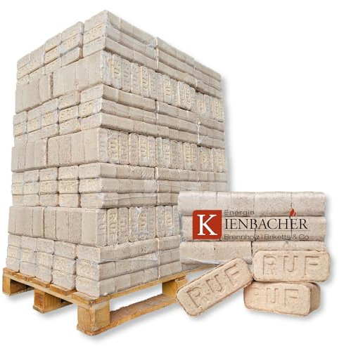 RUF Hartholzbriketts 400kg Palette 40 x 10kg RUF Briketts Brenn Kamin Ofen Heiz Holz Gluthalter Brennholz Premium Öko Briketts | Energie Kienbacher