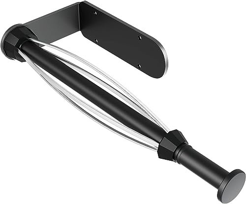 YUET Paper Towel Roll Holder, Kitchen Roll Holder, Single Hand OneHand Operable Easy Tear Wall Mounted Under Cabinet for Bathroom & Kitchen,Self-Adhesive or Screw Stainless Steel (Black with Silver)