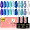 Yueshop Blue Gel Nail Polish,10PCS White Lake Blue Baby Blue Navy Blue Glittler Blue Gel Polish, Blue Series Gel Nails Soak Off UV Gel Nail Varnish Manicure Kit for Starter,8ml