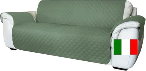 Moonange - Funda para Sofá de 3 Plazas - Asiento de 165 cm - Impermeable, Reversible y Antimanchas - Protector de Muebles Antideslizante y Resistente a los Arañazos - Color Verde