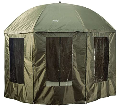 Jaxon Angelschirm mit Blende: Fischereiumbrella, Grün, 200 cm, Auto-Tilt, Zusammenklappbar