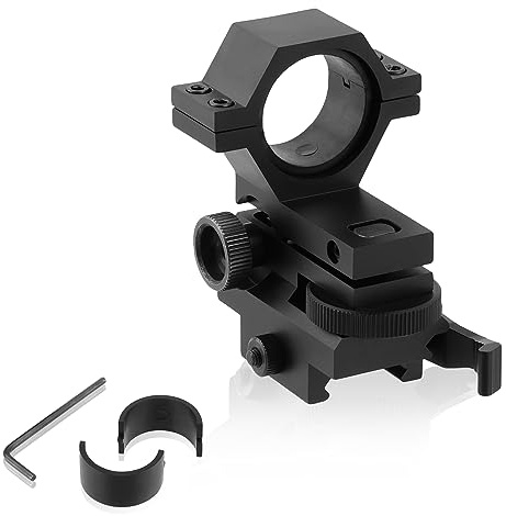 ToopMount Anello di montaggio per torcia manuale con morsetto, supporto in metallo regolabile con angolo verso il basso, installazione QD per tubo da 25,4 mm, diametro 30 mm, binario Picatinny da 20