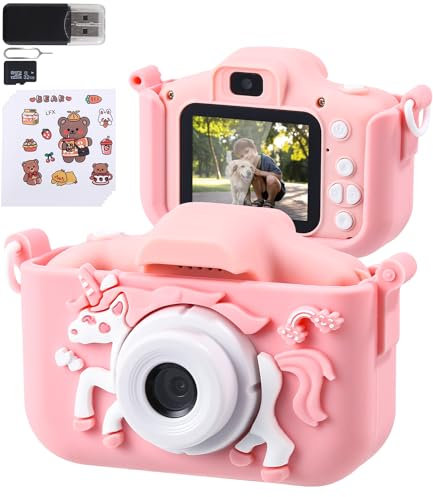 Appareil Photo Enfant,2.0 Pouces Enfant Appareil Photo Numérique,1080P HD Appareil Photo Enfant avec 32GB SD Carte,Mini Caméra Jouet Rechargeable Caméscope Cadeau pour Filles et Garçons 3-10 Ans