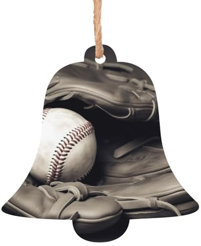 Baseball und Handschuh Holz Weihnachtsglocke Form Ornamente Holz Weihnachtsbaum Hängende Dekoration Weihnachtsbaum Ornamente mit Seilen für Weihnachten Urlaub Dekorationen