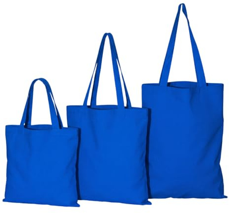 IMFAA Canvas Tote Återanvändbara shoppingpåsar, paket med 10, 100 % bomull, idealisk för tryck och broderi i flera färger, bomullsfoder, maskintvätt, unisex-vuxna, BLÅ, Small(30x30+30)