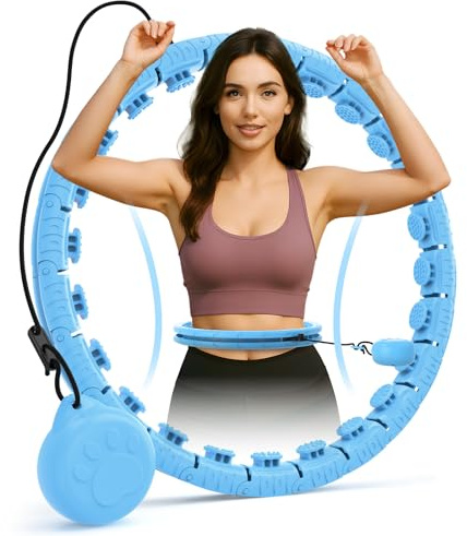 JLoibao Hula Circle Hoop ponderato per adulti con palla dolce, Infinity Fiteness Hoop Plus Size, include 24 maglie staccabili, per donne attrezzature per esercizi intelligenti