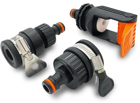 MaJoCompTec® ALLCONNECT - Set di collegamento universale per rubinetto, attacco per rubinetto esterno, senza filettatura, per camper, caravan, barca, set di adattatori (set di ladri d'acqua