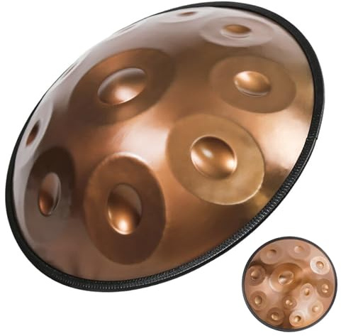 Handpan Klanginstrument Hohe Qualität Percussion Drum Handtrommel 432hz Geschenk Steeldrum 440hz Gold Zungentrommel Mit Handpan-Ständer (Color : 440Hz, Size : 12 notes)