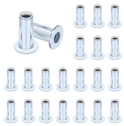 Glarks 20 M4 Multi - grip rivet Nut set, écrou à rivet plat en acier au carbone galvanisé blanc, tige pré - expansée, écrou à rivet vissé pour l'industrie de la construction
