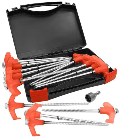 Zeltheringe zum Einschrauben, 15 Stück, M8 Zelt-Spikes, Vordachpfähle, Zeltheringe, multifunktionale Bodenanker, zum Einschrauben, wiederverwendbare Camping-Bodenseilnägel