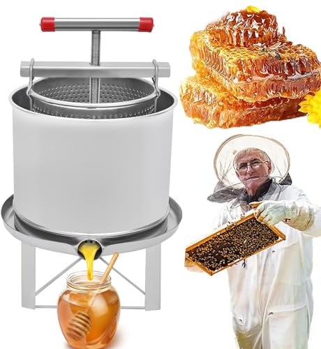 Manuelle Honigpresse-Extraktionsmaschine, Multifunktions-Obst-Weinpressmaschine, Honigpresse, Bienenwachs-Extraktor, Edelstahl-Haushalts-Obstbrecher und Honigpresse-Werkzeug für Imkereibedarf,B