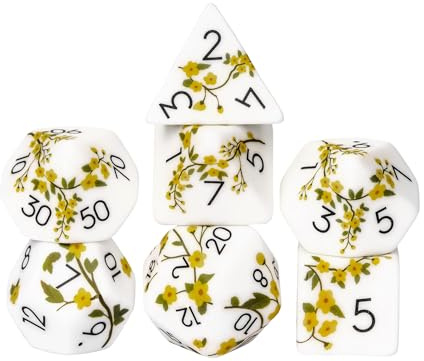 Cusdie 7-Die DND-tärning, handgjorda hantverksdekaler polyhedral D&D-tärningsset med utsökt låda, för TTRPG Rollspel fängelsehålor och drakar D&D-tärning
