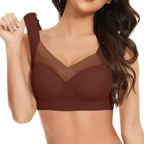 Hatme Haltungskorrektur BH Original Einfarbige BH Damen Ohne Bügel Weicher Push Up BH Comfy Haltungskorrektur Rücken Ohne Buegel Bügelloser Bequem Kompressions BH Spitzen Wmbra Bra Frauen