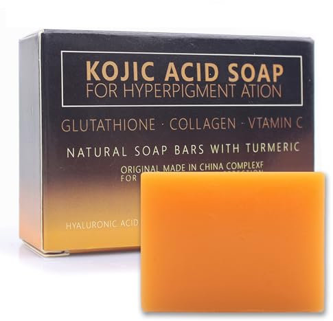 100g Kojic Acid Soap,Savon Eclaircissant,Savon Kojic,Turmeric Soap,Eclaircissant Peau Noir Rapide et Efficace,Les Visage et Corps,Hyperpigmentation Peau Noire