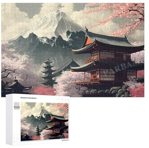1000 Pieces Jigsaw Puzzle for Adults - Peach Blossom Pavilion Puzzle Challenging Educational Toys Gifts for Home Decor Family Activities