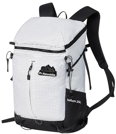 Naturehike Lätt vandringsryggsäck 25 L/35 L multifunktionell vandringsryggsäck med justerbar bröstrem och flera fack, hållbar dagväska reseryggsäck för män kvinnor, Vit/25 l, 25L/35L
