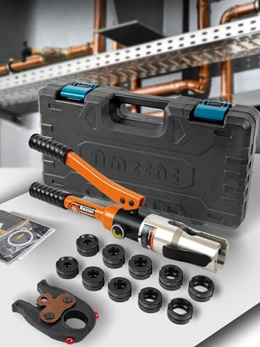 AMZCNC Pince à sertir professionnelle - Profil V et contour M - Pour tube en cuivre, tube en acier au carbone et tube en acier inoxydable - Inserts de mâchoires V12, V15, V18, V22, V28, M12, M15, M18,