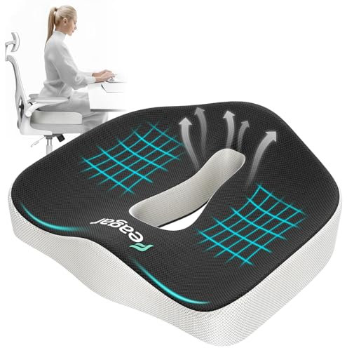 Feagar Sitzkissen in Extra Größe: Ergonomisches Memory Foam sitzkissen, Orthopädisch Sitzkissen bürostuhl, Auto, Optimal für Lange Sitzzeiten, Steißbein, Ischias, Hüfte Entlastung